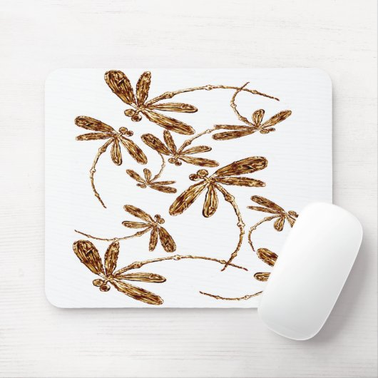 Dragonfly Frenzy Gold Mousepad (Mit Mouse)