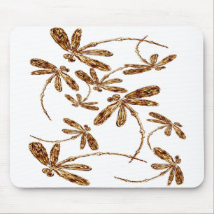 Dragonfly Frenzy Gold Mousepad