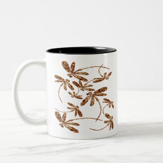 Dragonfly Frenzy Gold Zweifarbige Tasse (Links)