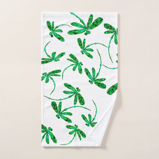 Dragonfly Frenzy Green Badhandtuch Set (Handtuch)