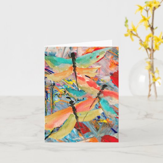 Dragonfly Frenzy Karte (Gelbe Blume)