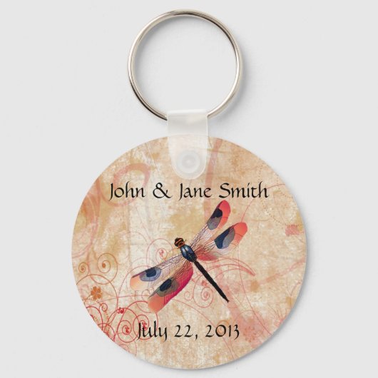 Dragonfly Geblüht Gastgeschenk Hochzeit Schlüssela Schlüsselanhänger (Vorderseite)