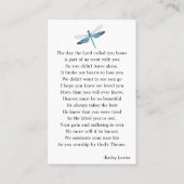 Dragonfly-Gedenkkarte für das Gebet Visitenkarte (Rückseite)