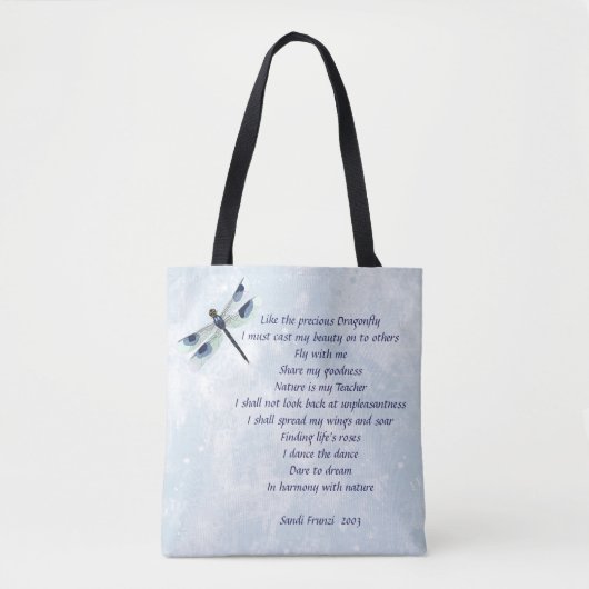 Dragonfly-Gedicht Tote-Tasche Tasche (Vorderseite)