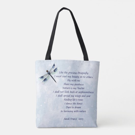 Dragonfly-Gedicht Tote-Tasche Tasche (Rückseite)