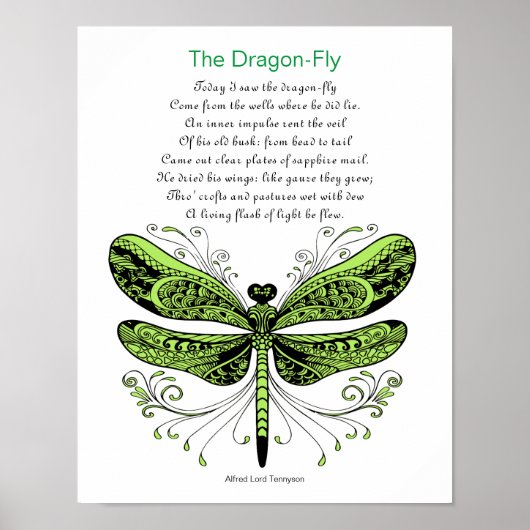 Dragonfly Gedicht von Alfred Lord Tennyson Poster (Vorne)
