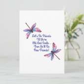 Dragonfly gift Let's Be Friends Old Senile funny Dankeskarte (Stehend Vorderseite)