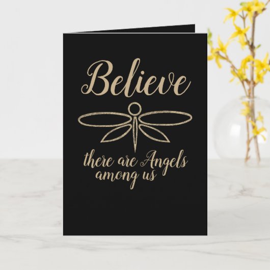 Dragonfly Glaube Karte (Gelbe Blume)