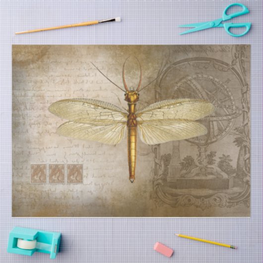 Dragonfly Gold Decoupage Tissue Paper Seidenpapier (Basteln)