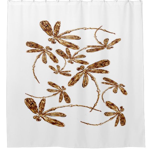 Dragonfly Gold Frenzy Duschvorhang (Vorderseite)