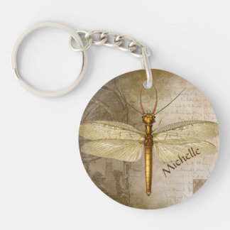 Dragonfly Gold Personalisierter Schlüsselanhänger