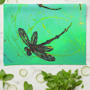Dragonfly Gorgeous Green Turquoise Drehung Door Ma Geschirrtuch