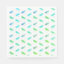 Dragonfly Green und Blue Birthday Paper Napkins Serviette