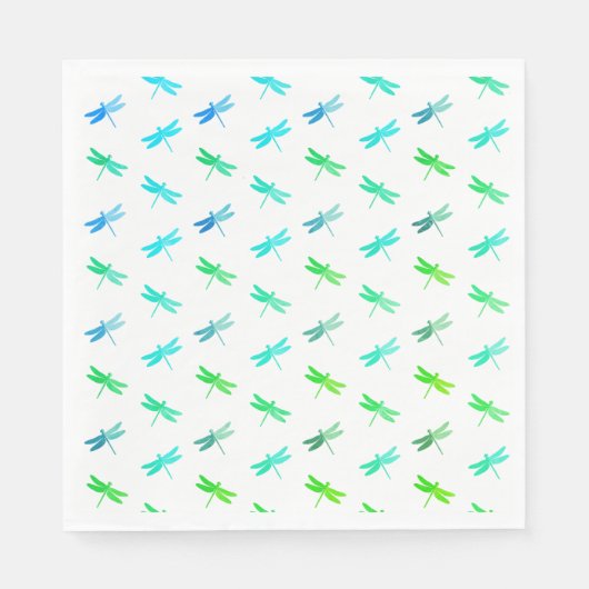 Dragonfly Green und Blue Birthday Paper Napkins Serviette (Vorderseite)
