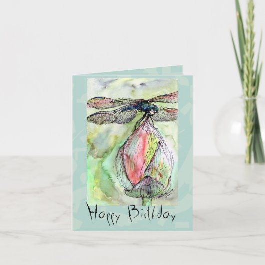 Dragonfly Happy Birthday individuelle Karte (Vorderseite)
