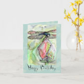 Dragonfly Happy Birthday individuelle Karte (Gelbe Blume)