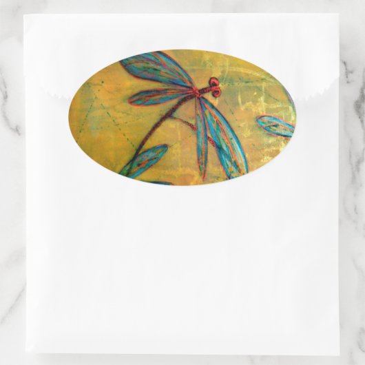 Dragonfly Haze Ovaler Aufkleber (Tasche)