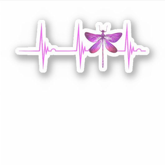 Dragonfly Heartbeat EKG Pulse Nature Insect Dragon Aufkleber (Vorderseite)