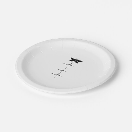 Dragonfly Heartbeat EKG Pulse Nature Insect Dragon Pappteller (Schrägansicht)