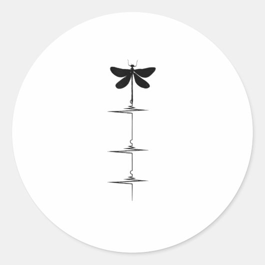 Dragonfly Heartbeat EKG Pulse Nature Insect Dragon Runder Aufkleber (Vorderseite)