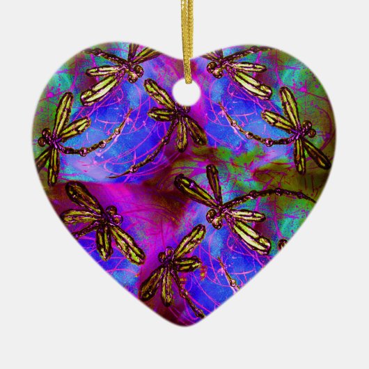 Dragonfly-Hippie-Flitter Keramikornament (Vorne)