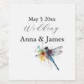 Dragonfly-Hochzeit speichern Sie den Datumsaufkleb Weinetikett (Einzelnes Label)