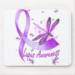 Dragonfly Holding Lila Ribbon Lupus Bewusstsein Mousepad