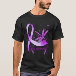 Dragonfly Holding Lila Ribbon Lupus Bewusstsein T-Shirt