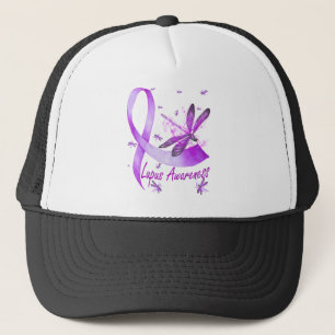 Dragonfly Holding Lila Ribbon Lupus Bewusstsein Truckerkappe