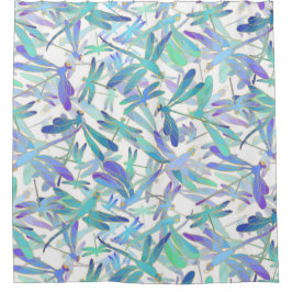 Dragonfly Holiday | weiß Duschvorhang