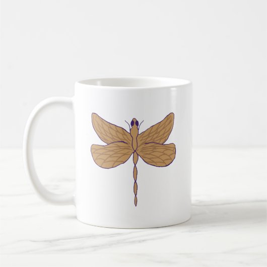 Dragonfly Illustration Lila und Tan Kaffeetasse (Links)