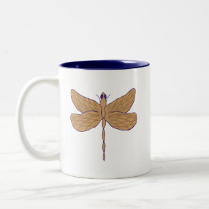 Dragonfly Illustration Lila und Tan Zweifarbige Tasse