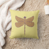 Dragonfly Illustration Yellow and Tan Kissen (Decke)
