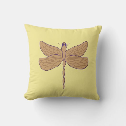 Dragonfly Illustration Yellow and Tan Kissen (Vorderseite)