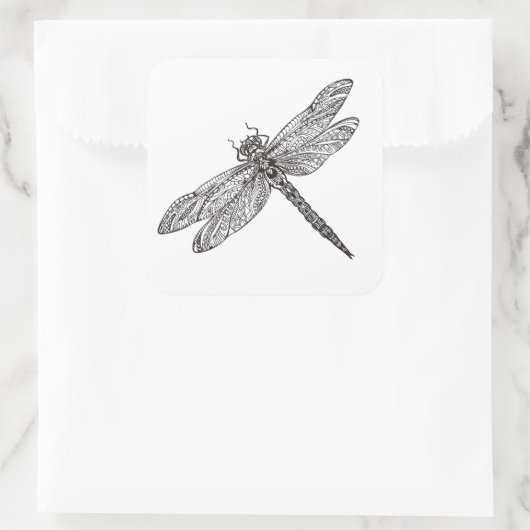 Dragonfly im Stil Quadratischer Aufkleber (Tasche)