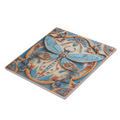 Dragonfly in dekorativem Blau und goldgelb Fliese (Seite)