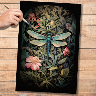 Dragonfly in Florals 3 Dekoupage Paper Seidenpapier