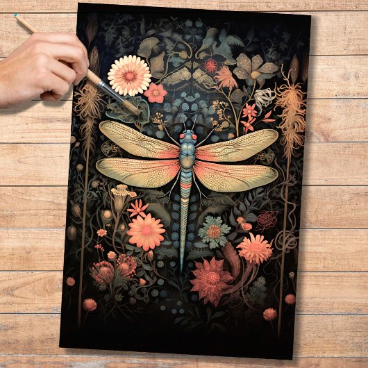 Dragonfly in Florals 4 Dekoupage Paper Seidenpapier