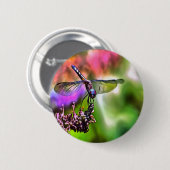 Dragonfly in grüner und blauer realistischer Maler Button (Vorne & Hinten)