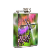 Dragonfly in grüner und blauer realistischer Maler Flachmann (Rechts)