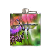 Dragonfly in grüner und blauer realistischer Maler Flachmann (Rückseite)