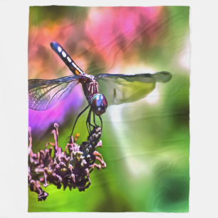 Dragonfly in grüner und blauer realistischer Maler Fleecedecke