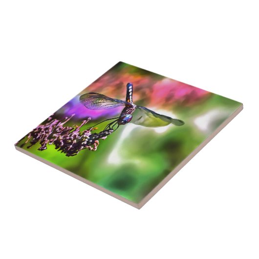 Dragonfly in grüner und blauer realistischer Maler Fliese (Seite)