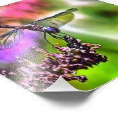 Dragonfly in grüner und blauer realistischer Maler Fotodruck (Ecke)