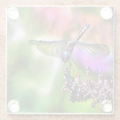 Dragonfly in grüner und blauer realistischer Maler Glasuntersetzer (Rückseite)