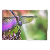 Dragonfly in grüner und blauer realistischer Maler Kissenbezug (Rückseite-Links)