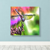 Dragonfly in grüner und blauer realistischer Maler Leinwanddruck (Insitu (Holzboden))