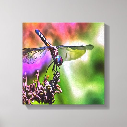 Dragonfly in grüner und blauer realistischer Maler Leinwanddruck (Vorderseite)