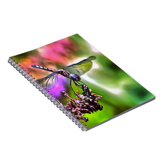 Dragonfly in grüner und blauer realistischer Maler Notizblock (Rechte Seite)