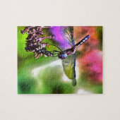 Dragonfly in grüner und blauer realistischer Maler Puzzle (Horizontal)